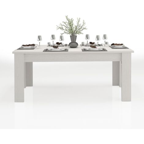 Tavolo da pranzo moderno legno bianco allungabile 90x160-210 Jesi Larch
