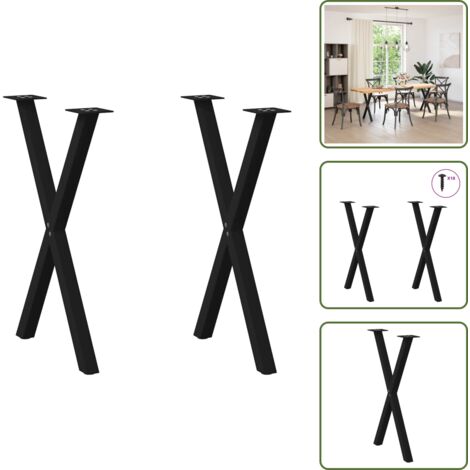 Tavolo da pranzo moderno - vidaXL Gambe per tavolo da pranzo a forma di X 2 pz nere 57x(72-73) cm in acciaio - Gambe per scrivania