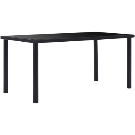 Tavolo da Pranzo Nero 160x80x75 cm in Vetro Temperato