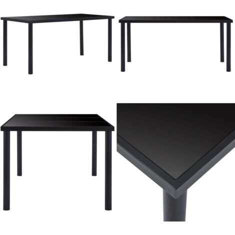 Tavolo da Pranzo Nero 160x80x75 cm in Vetro Temperato - Tavolo da pranzo nero - Tavolo da pranzo moderno