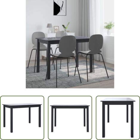 Tavolo da pranzo nero -  Tavolo da Pranzo Nero 114x71x75cm in Legno Massello di Hevea