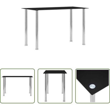 Tavolo da pranzo nero -  Tavolo da Pranzo Nero 120x60x75 cm in Vetro Temperato