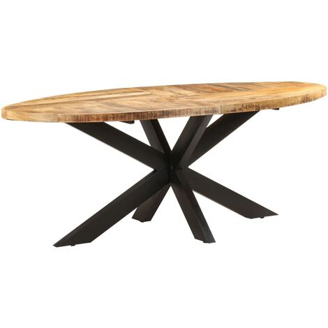 Tavolo da Pranzo Ovale 200x100x75cm in Massello di Mango Grezzo vidaXL