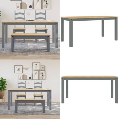 Tavolo da Pranzo Panama Grigio 160x80x75 cm Legno Massello Pino - Tavolo da pranzo grigio - Tavolo da pranzo in pino