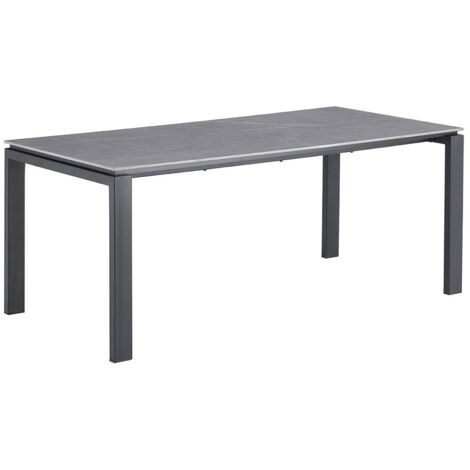 Tavolo da pranzo per 8 persone collezione ATHENA. Lunghezza 180cm con piano di 12mm in pietra grigia effetto cemento.