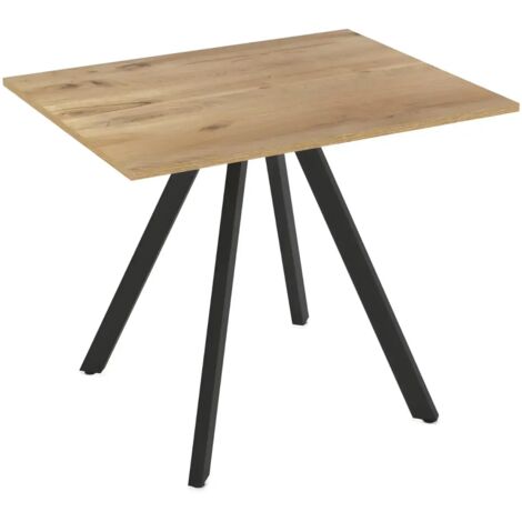 Tavolo da Pranzo Piano in Rovere Rettangolare 90x70 cm Struttura Nera