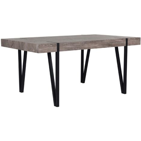 Tavolo da Pranzo Piano Legno Scuro Gambe in Metallo Nero 180 x 90 cm Adena
