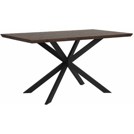 BELIANI Tavolo da Pranzo Piano Legno Scuro Gambe Metallo Nero 140 x 80 cm Spectra