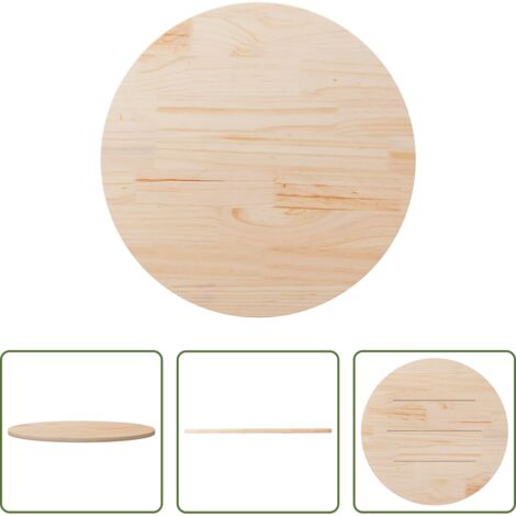 Tavolo da pranzo -  Piano Tavolo Ø80x2,5 cm in Legno Massello di Pino