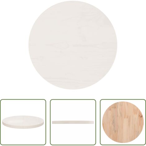 Tavolo da pranzo -  Piano Tavolo Bianco Ø40x2,5 cm in Legno Massello di Pino