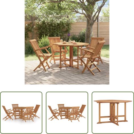 Tavolo da pranzo pieghevole -  Set da Pranzo Pieghevole per Esterni 5pz Legno Massello di Teak
