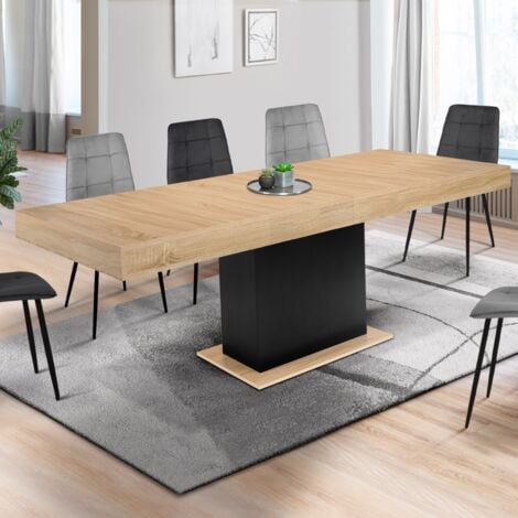 Tavolo da pranzo rettangolare allungabile EDEN 6-10 persone in legno e nero 160-200 cm