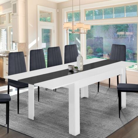 Tavolo da pranzo rettangolare allungabile GEORGIA 6-10 persone bianco e grigio 140-220 x 90 cm