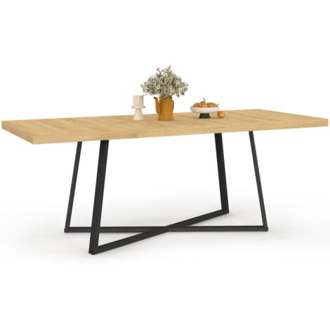 IDMARKET Tavolo da pranzo rettangolare allungabile SELMA 6-10 persone legno e nero 160 - 200 cm
