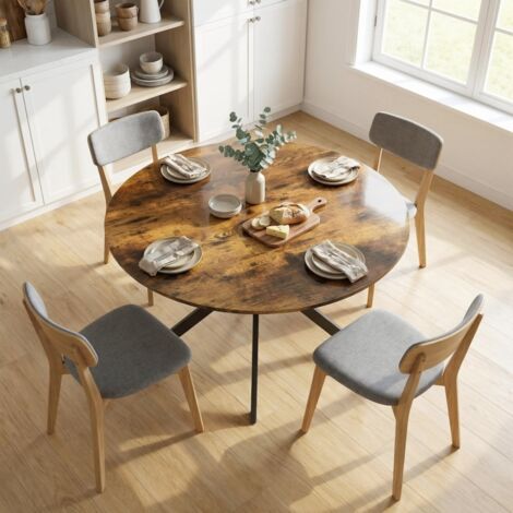 Tavolo da pranzo rotondo con base in acciaio a forma di X, nero, 120x120x75 cm