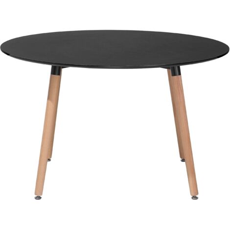 Tavolo da Pranzo Rotondo in Legno di Faggio Nero ø 120 cm Bovio