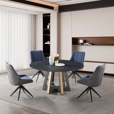 Tavolo da pranzo rotondo in pietra nero 150x75 - Rubino