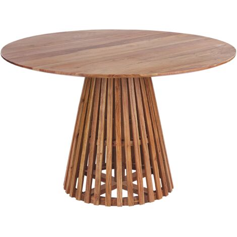 Tavolo da pranzo rotondo moderno per 4 persone 120 cm in legno d'acacia scuro Mesilla