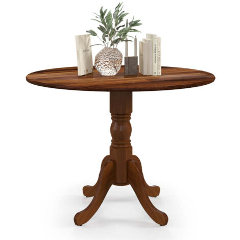 Tavolo da pranzo rotondo per 4 persone 100 x 73 cm superficie liscia finitura moderna in legno di caucciù marrone 200014129