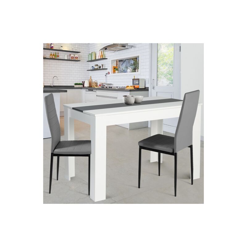 Tavolo da pranzo rozy 4 persone bianco e grigio 110 cm