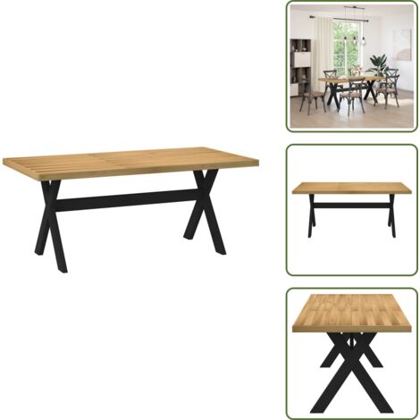 Tavolo da pranzo rustico - vidaXL Tavolo Pranzo NOAIN Gambe a Forma X 180x90x75 cm Legno Massello - Tavolo da pranzo naturale