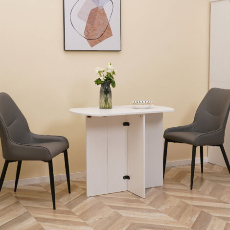 Tavolo da Pranzo Salvaspazio, Tavolo Pieghevole da Esterno, Tavolo da Cucina e Soggiorno in Legno 90x60x74cm, Bianco