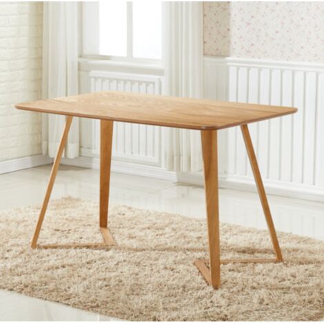 Tavolo da pranzo semplice Dallas, gambe in legno massello e piano in plastica, rovere
