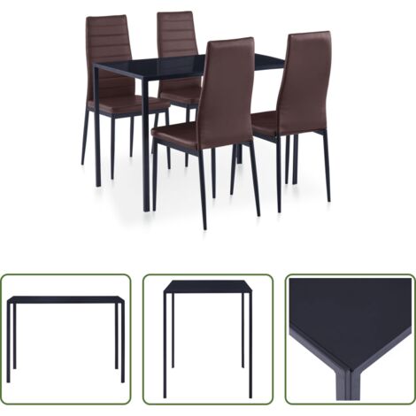 Tavolo da pranzo -  Set da Pranzo 5 pz Marrone