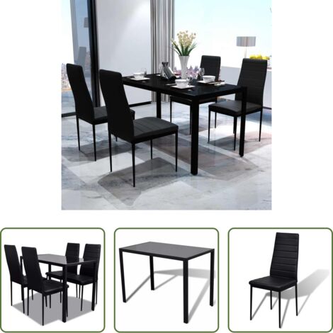 Tavolo da pranzo -  Set da Pranzo 5 pz Nero