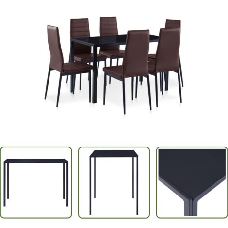 Tavolo da pranzo -  Set da Pranzo 7 pz Marrone