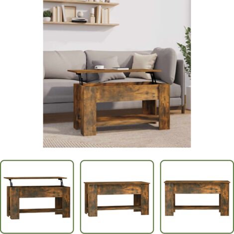Tavolo da pranzo -  Tavolino da Salotto Rovere Fumo 101x49x52 cm Legno Multistrato