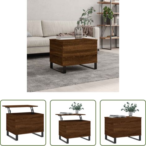 Tavolo da pranzo -  Tavolino Salotto Rovere Marrone 60x44,5x45 cm Legno Multistrato