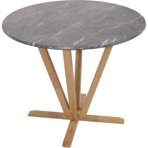 Tavolo da pranzo tavolo da bistrot diametro 92 cm in legno e HDF aspetto marmo 040008526