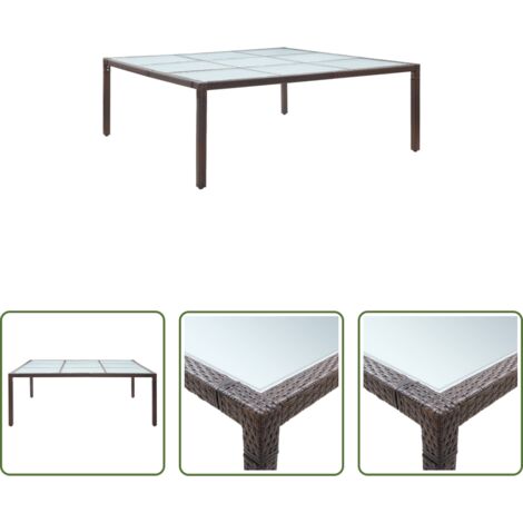 Tavolo da pranzo -  Tavolo da Giardino Marrone 200x200x74 cm in Polyrattan