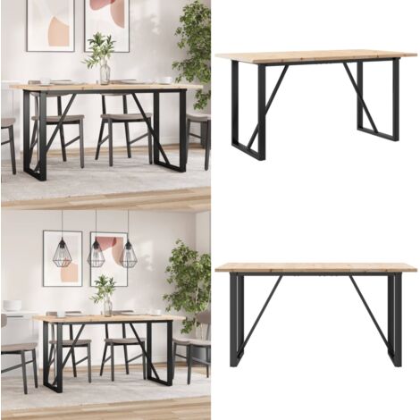 Tavolo da Pranzo Telaio a O 140x80x75,5 cm Legno Pino e Acciaio - Tavolo da pranzo in pino - Tavolo da pranzo in acciaio