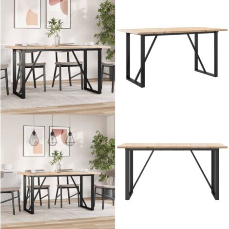 Tavolo da Pranzo Telaio a O 160x80x75,5 cm Legno Pino e Acciaio - Tavolo in legno - Tavolo in pino