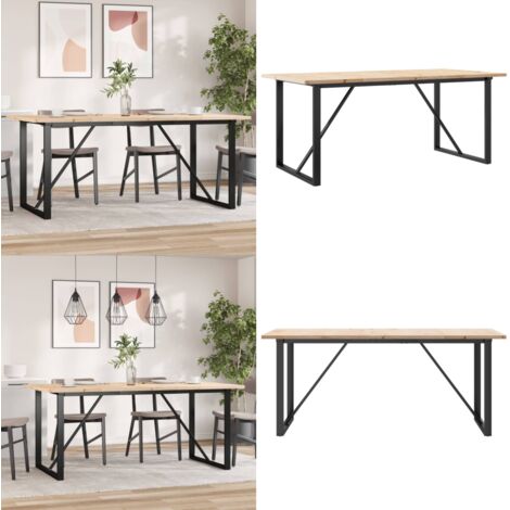 Tavolo da Pranzo Telaio a O 180x90x75,5 cm Legno Pino e Acciaio - Tavolo da pranzo in legno - Tavolo da pranzo in pino