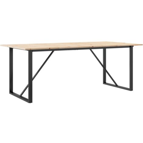 Tavolo da Pranzo Telaio a O 200x100x75 cm Legno Pino e Acciaio vidaXL