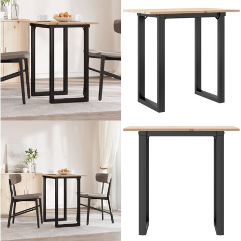 Tavolo da Pranzo Telaio a O 80x50x75 cm Legno Pino e Acciaio - Tavolo da pranzo in legno - Tavolo da pranzo in pino