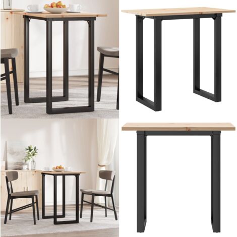 Tavolo da Pranzo Telaio a O 80x50x75,5 cm Legno Pino e Acciaio - Tavolo da pranzo in legno - Tavolo da pranzo in pino