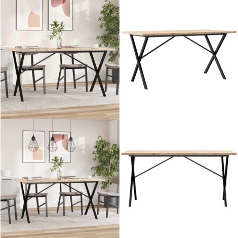 Tavolo da Pranzo Telaio a X 140x80x75,5 cm Legno Pino e Acciaio - Tavolo da pranzo in pino - Tavolo da pranzo a X