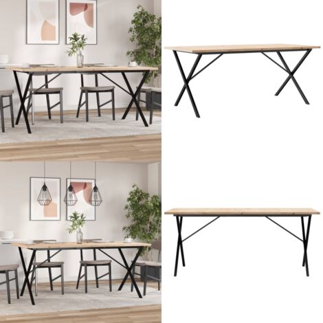 Tavolo da Pranzo Telaio a X 180x90x75,5 cm Legno Pino e Acciaio - Tavolo da pranzo in pino - Tavolo da pranzo a X