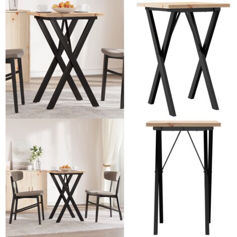 Tavolo da Pranzo Telaio a X 50x50x75,5 cm Legno Pino e Acciaio - Tavolo da pranzo in pino - Tavolo da pranzo a X