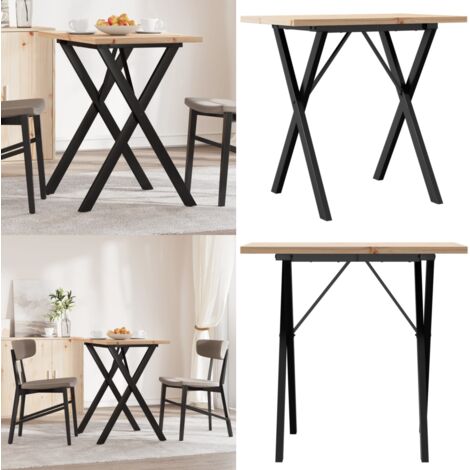Tavolo da Pranzo Telaio a X 80x50x75,5 cm Legno Pino e Acciaio - Tavolo da pranzo in pino - Tavolo da pranzo a X