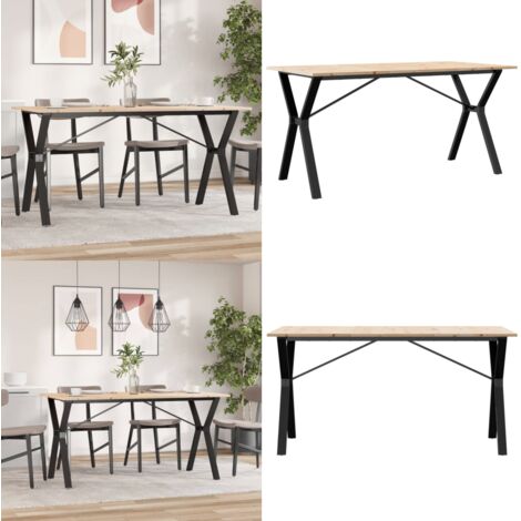 Tavolo da Pranzo Telaio a Y 160x80x75 cm Legno Pino e Acciaio - Tavolo in legno - Tavolo in pino
