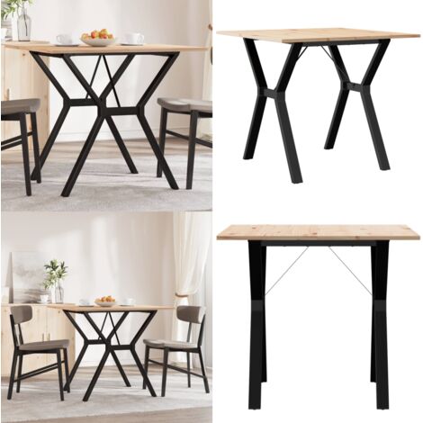 Tavolo da Pranzo Telaio a Y 90x90x75 cm Legno Pino e Acciaio - Tavolo da pranzo in pino - Tavolo da pranzo a Y