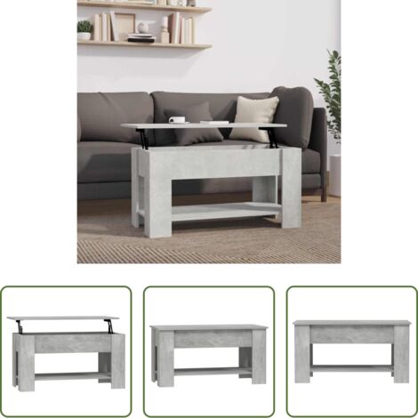 Tavolo da pranzo temporaneo -  Tavolino Salotto Grigio Cemento 101x49x52 cm Legno Multistrato