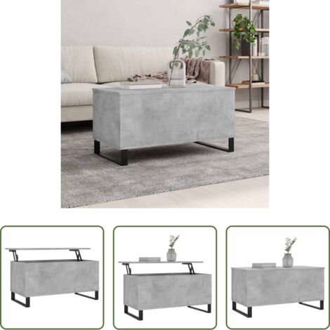 Tavolo da pranzo temporaneo -  Tavolino Salotto Grigio Cemento 90x44,5x45 cm Legno Multistrato