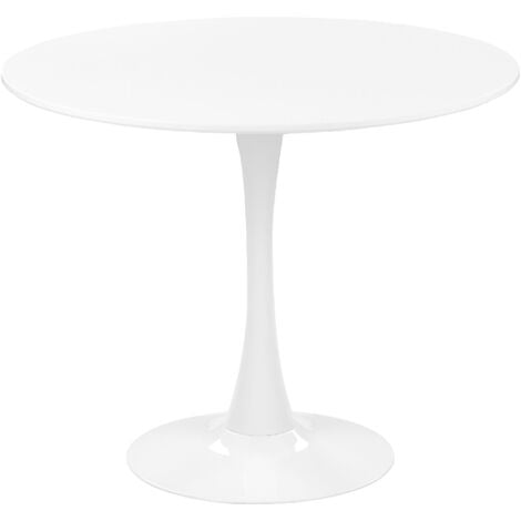 BELIANI Tavolo da Pranzo Tondo 90 cm Bianco Base in Metallo per Cucina 4 Posti Boca