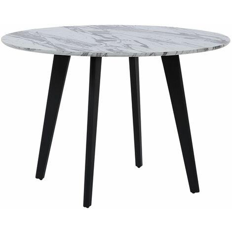 Tavolino rotondo 45 cm in legno nero effetto marmo - Gourmel